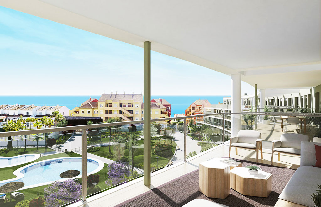 Appartement avec grande terrasse et vue sur la mer sur la plage de Manilva